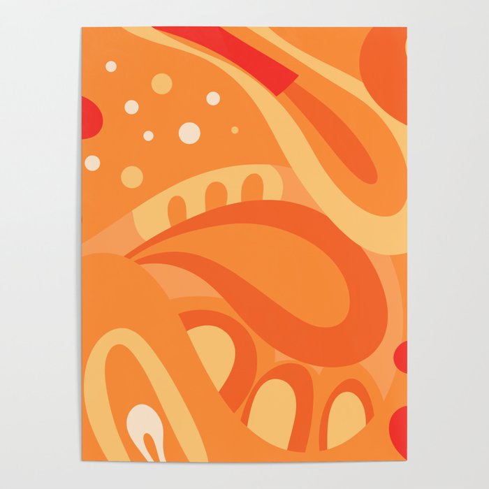 So Trippy Retro Psychedelic Abstract Pattern 2 in Orange Tangerine Tones Poster Gallery Image 4
