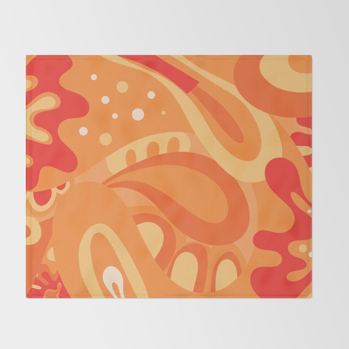 So Trippy Retro Psychedelic Abstract Pattern 2 in Orange Tangerine Tones Throw Blanket Gallery Image 2
