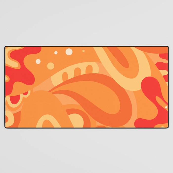 So Trippy Retro Psychedelic Abstract Pattern 2 in Orange Tangerine Tones Desk Mat Gallery Image 3