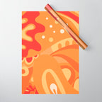 So Trippy Retro Psychedelic Abstract Pattern 2 in Orange Tangerine Tones Wrapping Paper Gallery Image 1