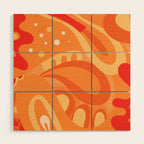 So Trippy Retro Psychedelic Abstract Pattern 2 in Orange Tangerine Tones Wood Wall Art Gallery Image 1