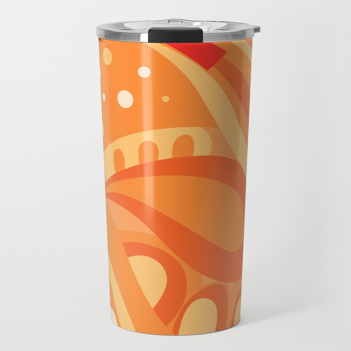 So Trippy Retro Psychedelic Abstract Pattern 2 in Orange Tangerine Tones Travel Mug Gallery Image 1