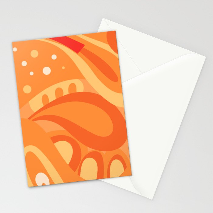 So Trippy Retro Psychedelic Abstract Pattern 2 in Orange Tangerine Tones Stationery Card Gallery Image 2