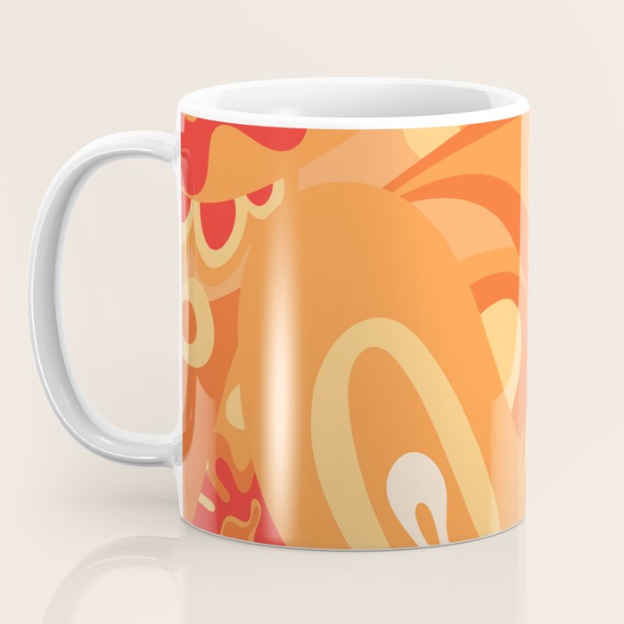 So Trippy Retro Psychedelic Abstract Pattern 2 in Orange Tangerine Tones Coffee Mug Gallery Image 3