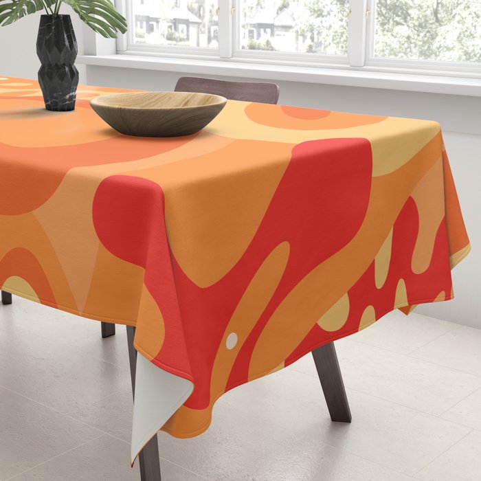 So Trippy Retro Psychedelic Abstract Pattern 2 in Orange Tangerine Tones Tablecloth Gallery Image 3