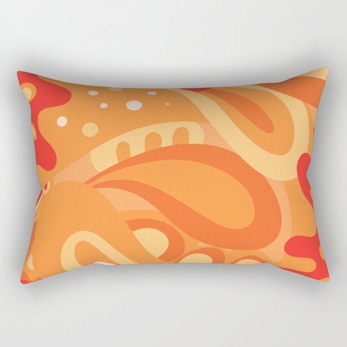 So Trippy Retro Psychedelic Abstract Pattern 2 in Orange Tangerine Tones Rectangular Pillow Gallery Image 2