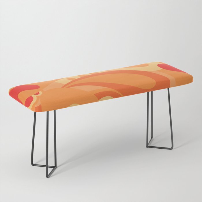 So Trippy Retro Psychedelic Abstract Pattern 2 in Orange Tangerine Tones Bench Gallery Image 1