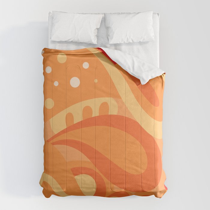 So Trippy Retro Psychedelic Abstract Pattern 2 in Orange Tangerine Tones Comforter Gallery Image 1