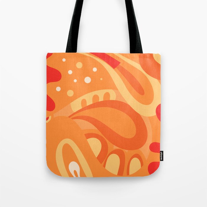 So Trippy Retro Psychedelic Abstract Pattern 2 in Orange Tangerine Tones Tote Bag Gallery Image 1