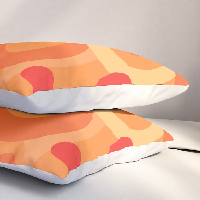 So Trippy Retro Psychedelic Abstract Pattern 2 in Orange Tangerine Tones Pillow Sham Gallery Image 3