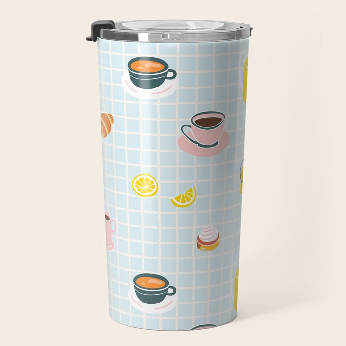 Retro breakfast coffee food pattern Travel Mug Gallery Image 3