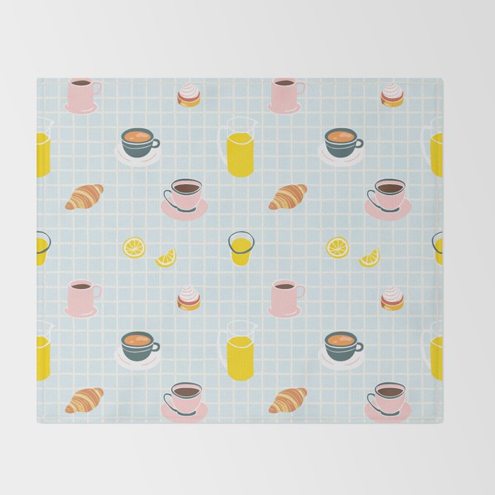 Retro breakfast coffee food pattern Throw Blanket Gallery Image 2