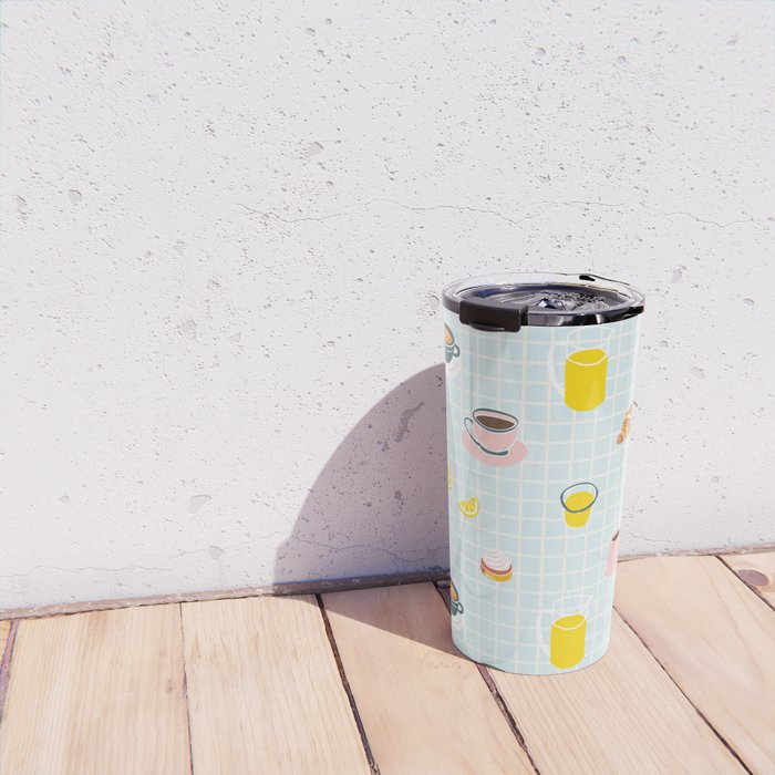 Retro breakfast coffee food pattern Travel Mug Gallery Image 4