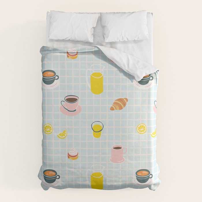 Retro breakfast coffee food pattern Duvet Cover Gallery Image 6
