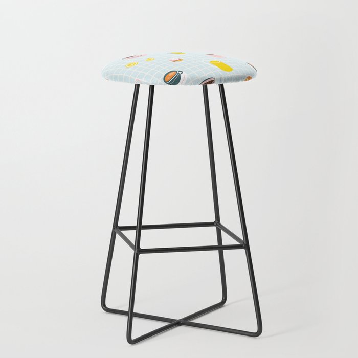 Retro breakfast coffee food pattern Stool Gallery Image 1