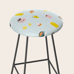 Retro breakfast coffee food pattern Stool Gallery Image 2
