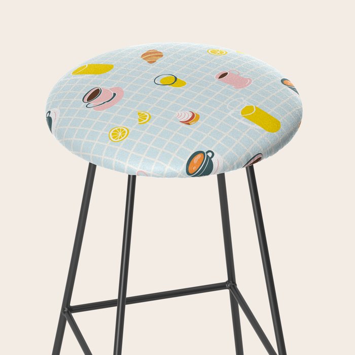 Retro breakfast coffee food pattern Stool Gallery Image 2