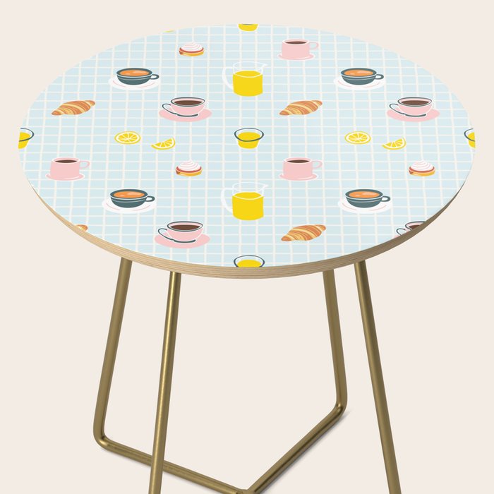 Retro breakfast coffee food pattern Side Table Gallery Image 2