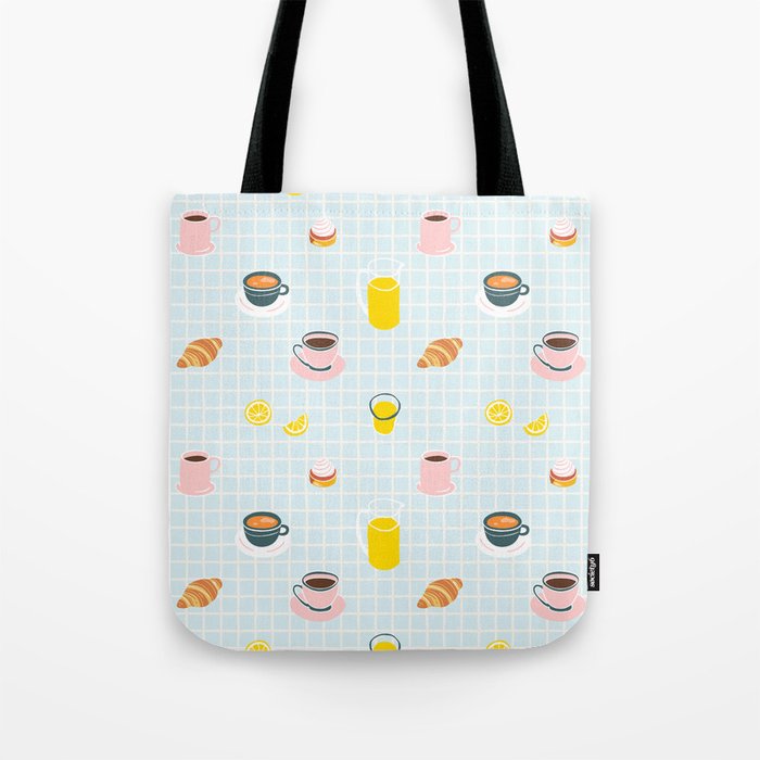 Retro breakfast coffee food pattern Tote Bag Gallery Image 1