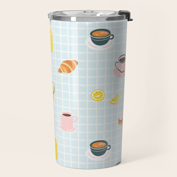 Retro breakfast coffee food pattern Travel Mug Gallery Image 2