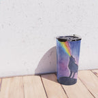 Galaxy Wolf Howling Rainbow Travel Mug Gallery Image 4