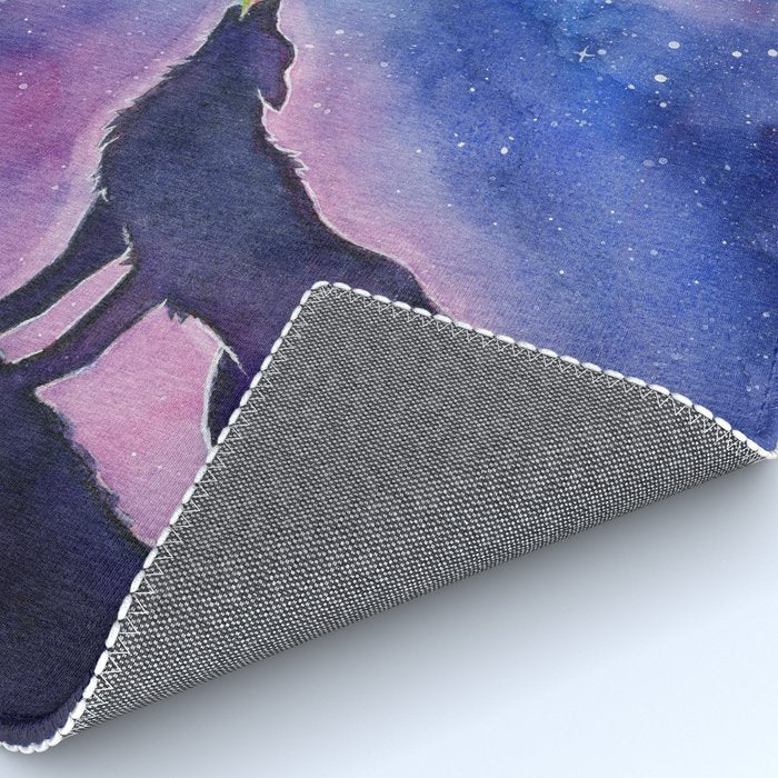 Galaxy Wolf Howling Rainbow Rug Gallery Image 4