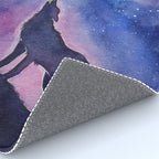 Galaxy Wolf Howling Rainbow Rug Gallery Image 4