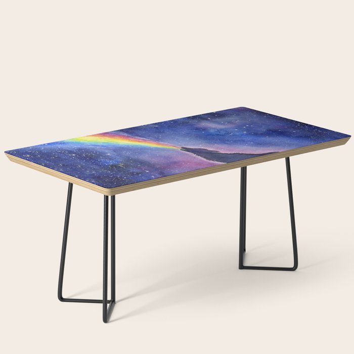 Galaxy Wolf Howling Rainbow Coffee Table Gallery Image 1
