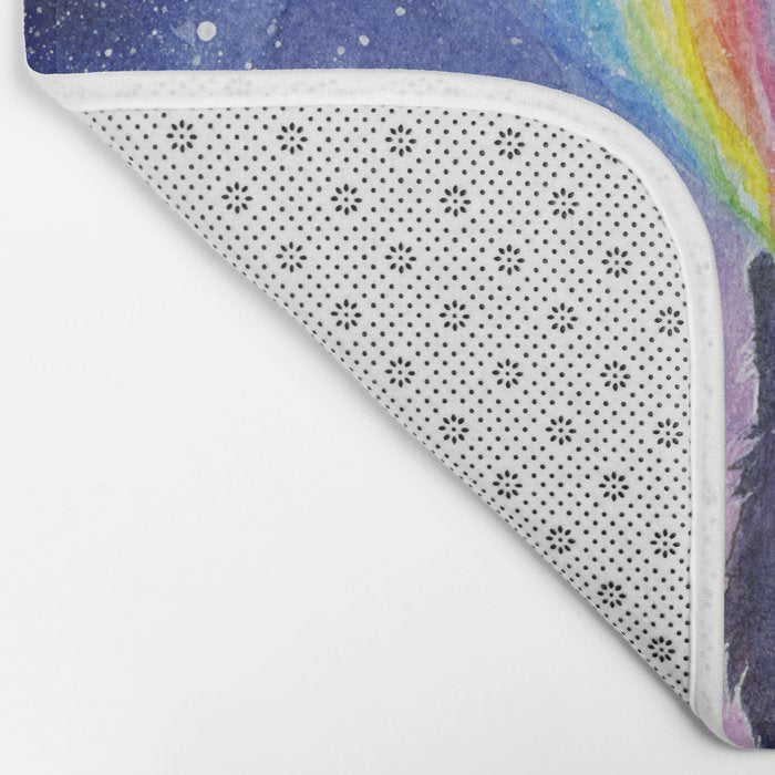 Galaxy Wolf Howling Rainbow Bath Mat Gallery Image 2