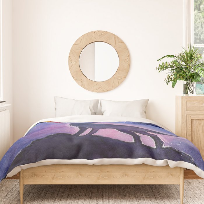 Galaxy Wolf Howling Rainbow Duvet Cover Gallery Image 3