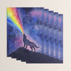 Galaxy Wolf Howling Rainbow Wrapping Paper Gallery Image 3