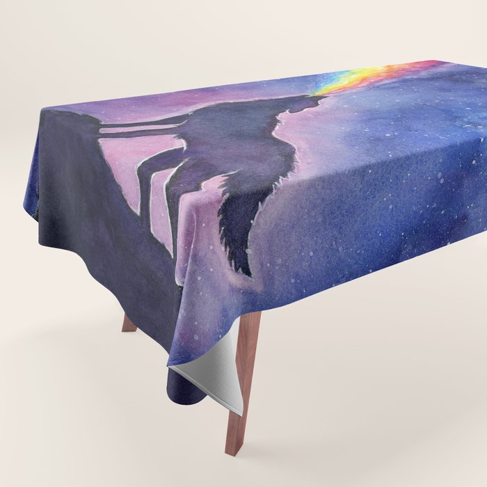 Galaxy Wolf Howling Rainbow Tablecloth Gallery Image 1
