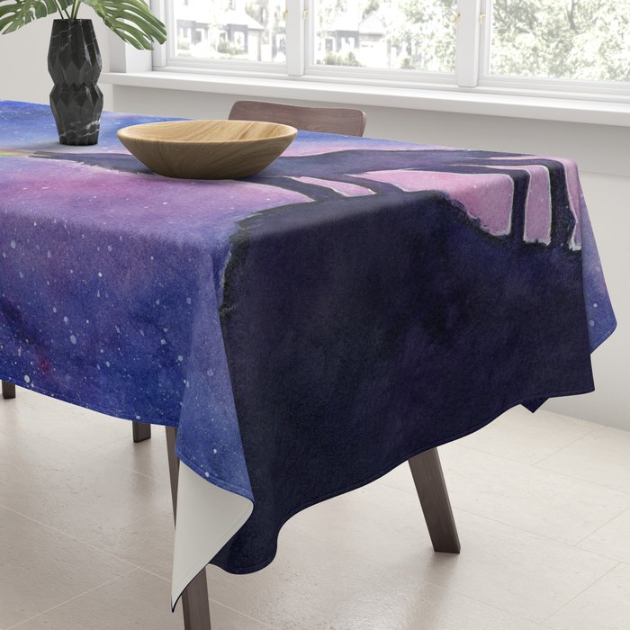 Galaxy Wolf Howling Rainbow Tablecloth Gallery Image 3