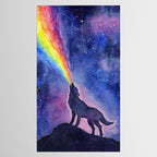 Galaxy Wolf Howling Rainbow Tablecloth Gallery Image 2