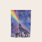 Galaxy Wolf Howling Rainbow Wall Hanging Gallery Image 1