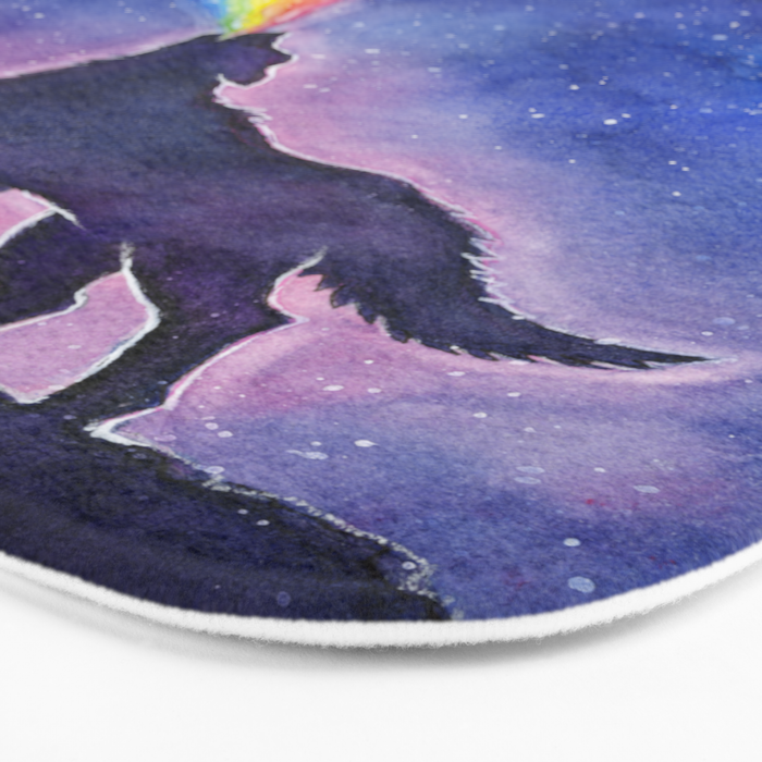 Galaxy Wolf Howling Rainbow Bath Mat Gallery Image 3