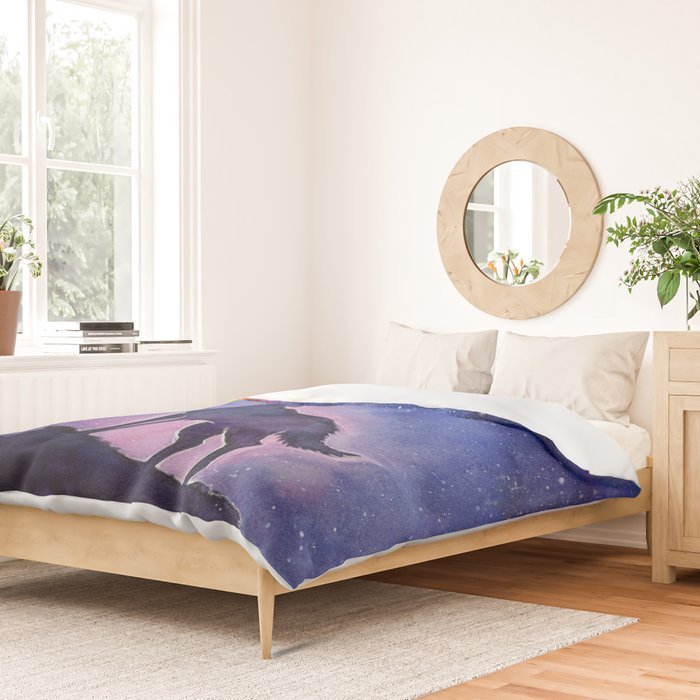 Galaxy Wolf Howling Rainbow Duvet Cover Gallery Image 2