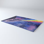 Galaxy Wolf Howling Rainbow Rug Gallery Image 3