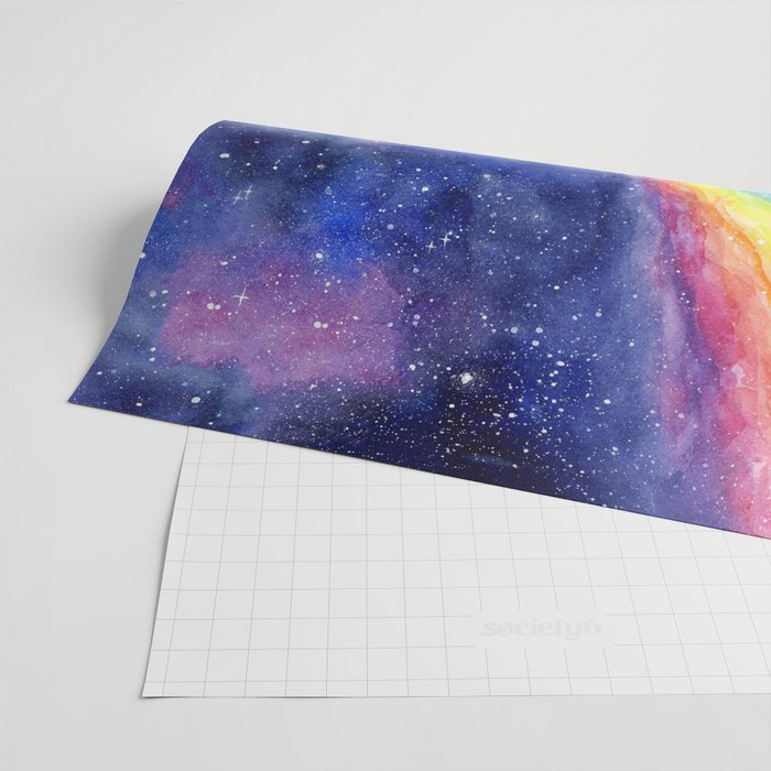 Galaxy Wolf Howling Rainbow Wrapping Paper Gallery Image 2