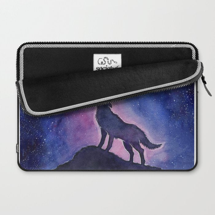 Galaxy Wolf Howling Rainbow Laptop Sleeve Gallery Image 2