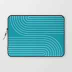 Minimal Line Curvature XV Bright Aqua Mid Century Modern Arch Abstract Laptop Sleeve Gallery Image 1