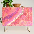 Vibrant Abstract Coral Swirl Pattern with Pink and Peach Accents Credenza Gallery Image 1