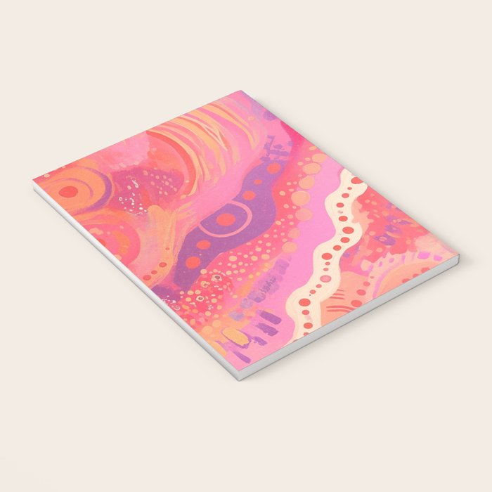 Vibrant Abstract Coral Swirl Pattern with Pink and Peach Accents Notebook Gallery Image 3