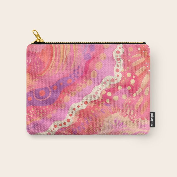 Vibrant Abstract Coral Swirl Pattern with Pink and Peach Accents Carry All Pouch Gallery Image 1