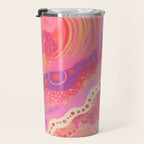 Vibrant Abstract Coral Swirl Pattern with Pink and Peach Accents Travel Mug Gallery Image 3