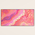 Vibrant Abstract Coral Swirl Pattern with Pink and Peach Accents Desk Mat Gallery Image 3