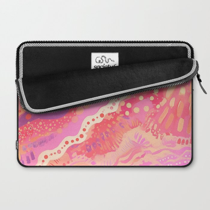 Vibrant Abstract Coral Swirl Pattern with Pink and Peach Accents Laptop Sleeve Gallery Image 2