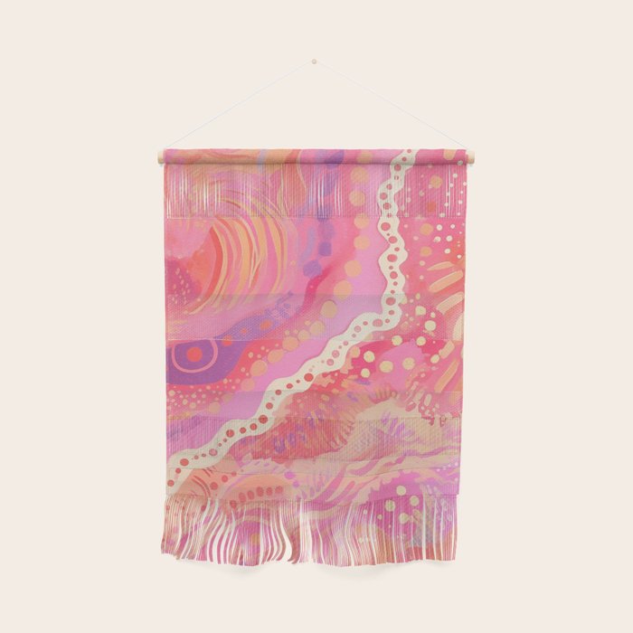 Vibrant Abstract Coral Swirl Pattern with Pink and Peach Accents Wall Hanging Gallery Image 1