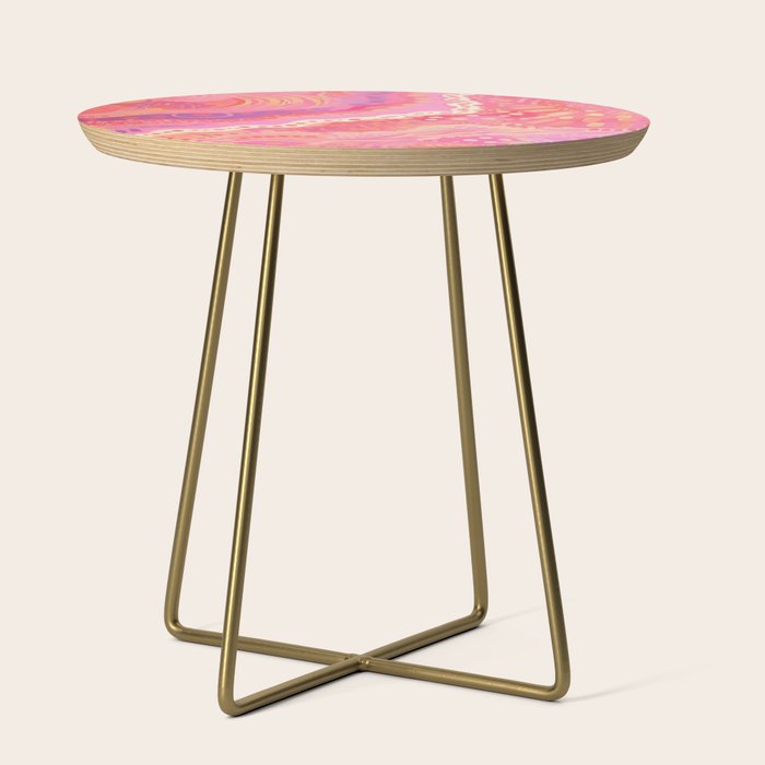 Vibrant Abstract Coral Swirl Pattern with Pink and Peach Accents Side Table Gallery Image 1