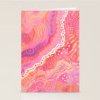 Vibrant Abstract Coral Swirl Pattern with Pink and Peach Accents Stationery Card Gallery Image 2